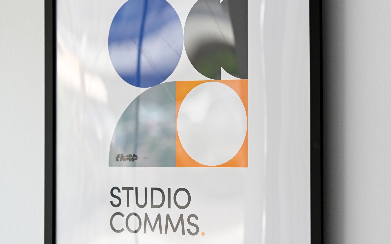 STUDIO COMMUNICATIONS branded tote bag showing the studio's graphic language.